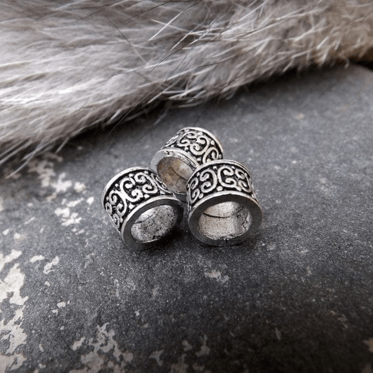 3 Perles à cheveux Viking - Argent - Bijoux cheveux ou barbe