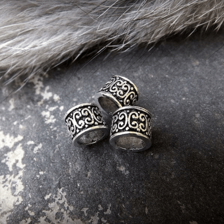3 Perles à cheveux Viking - Argent - Bijoux cheveux ou barbe
