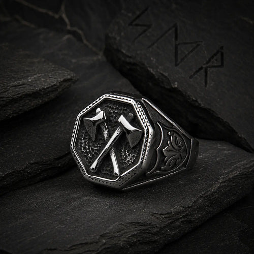 Bague de hache de guerre croisée - acier inoxydable