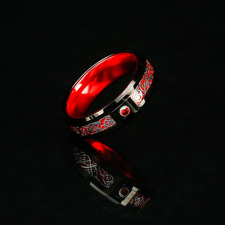 Bague de Jarl \"Sang du Valhalla\" en Tungstène