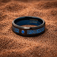 Bague de Jarl 'valhalla azur' en tungstène