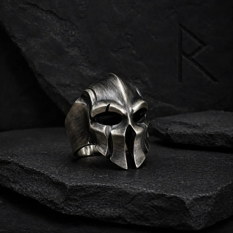 Bague viking ajustable \"Casque Roi Harald\"