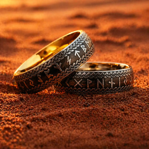 Bague Viking "Anneau de Midgard Tressé de Runes"