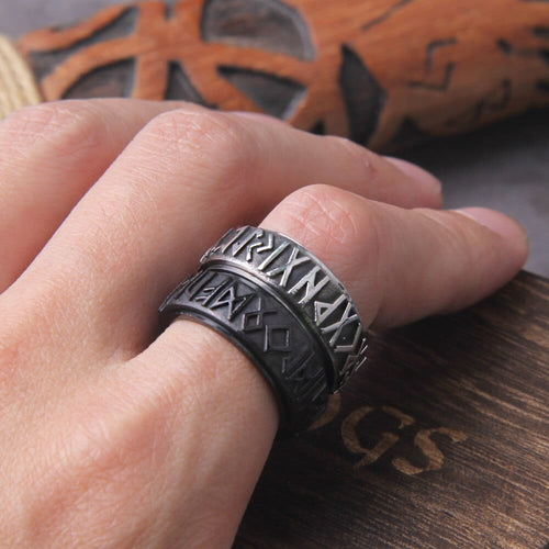 Bague Viking "Bague Futhark: Echo de l'Infini"
