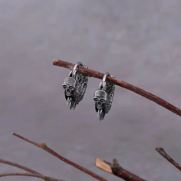 Boucles d'oreilles tête de mort viking