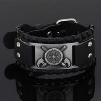 Bracelet bouclier viking en cuir