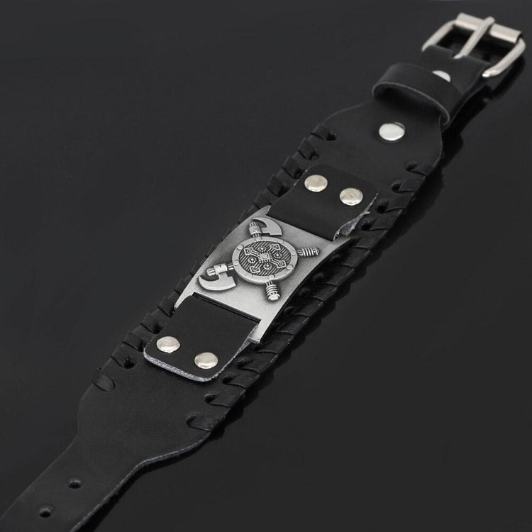 Bracelet bouclier viking en cuir