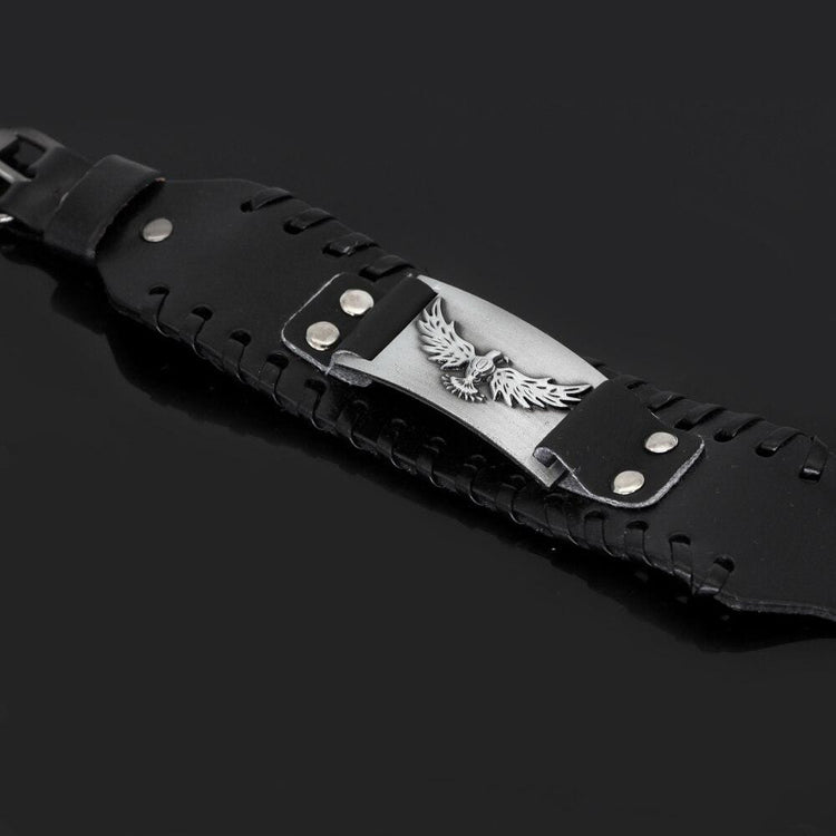 Bracelet corbeau d'Odin en cuir