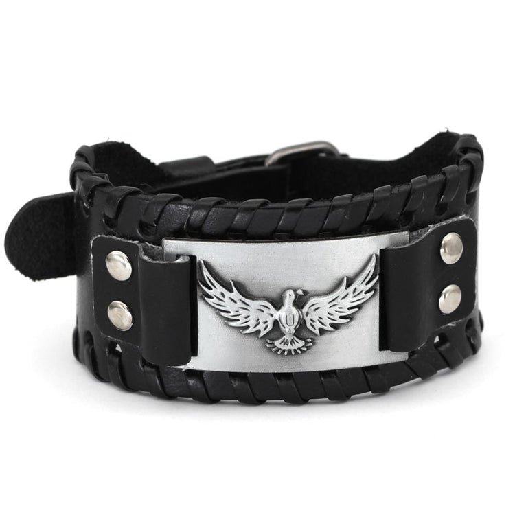 Bracelet corbeau d'Odin en cuir