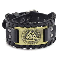 Bracelet en cuir ajustable - Symbole Valknut®