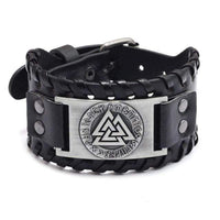 Bracelet en cuir ajustable - Symbole Valknut®