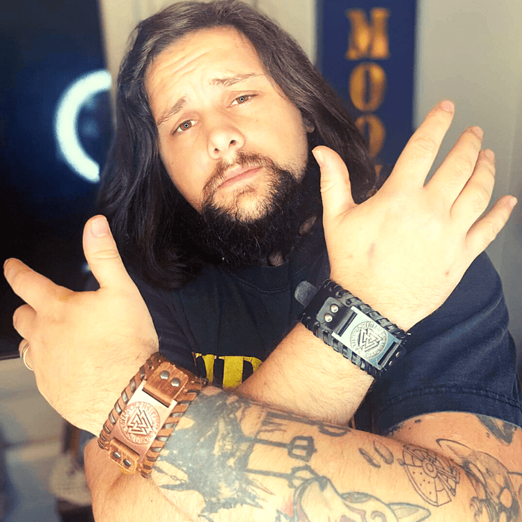 Bracelet en cuir ajustable - Symbole Valknut®