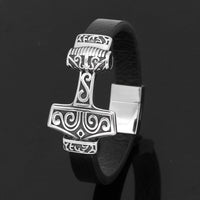 Bracelet en cuir marteau de Thor - Mjolnir