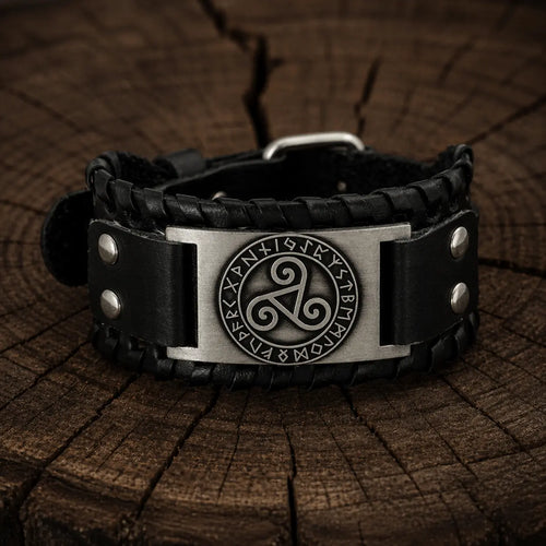 Bracelet viking Bracelet Triskele breton en cuir - Odins Hall