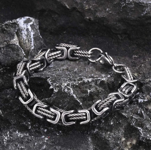 Bracelet viking tressé en acier inoxydable - Odins Hall