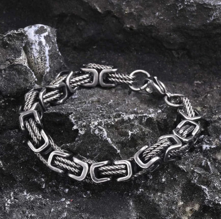 Bracelet viking tressé en acier inoxydable