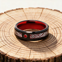 Bague de Jarl \"Sang du Valhalla\" en Tungstène