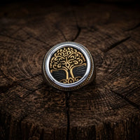 Chevalière Arbre de Vie dorée - acier inoxydable