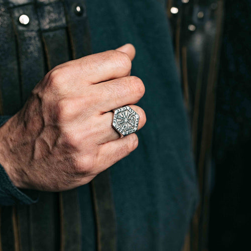 Chevalière viking rune Vegvisir - Acier inoxydable