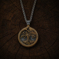 Collier arbre sacré d'Yggdrasil avec Jörmungand