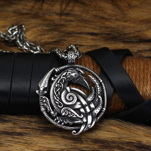Collier corbeau d'Odin | Acier inoxydable
