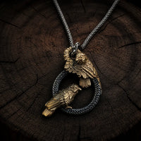 Collier corbeaux messagers d'Odin en acier inoxydable