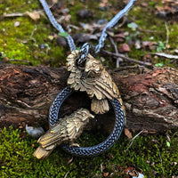 Collier corbeaux messagers d'Odin en acier inoxydable