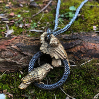 Collier corbeaux messagers d'Odin en acier inoxydable