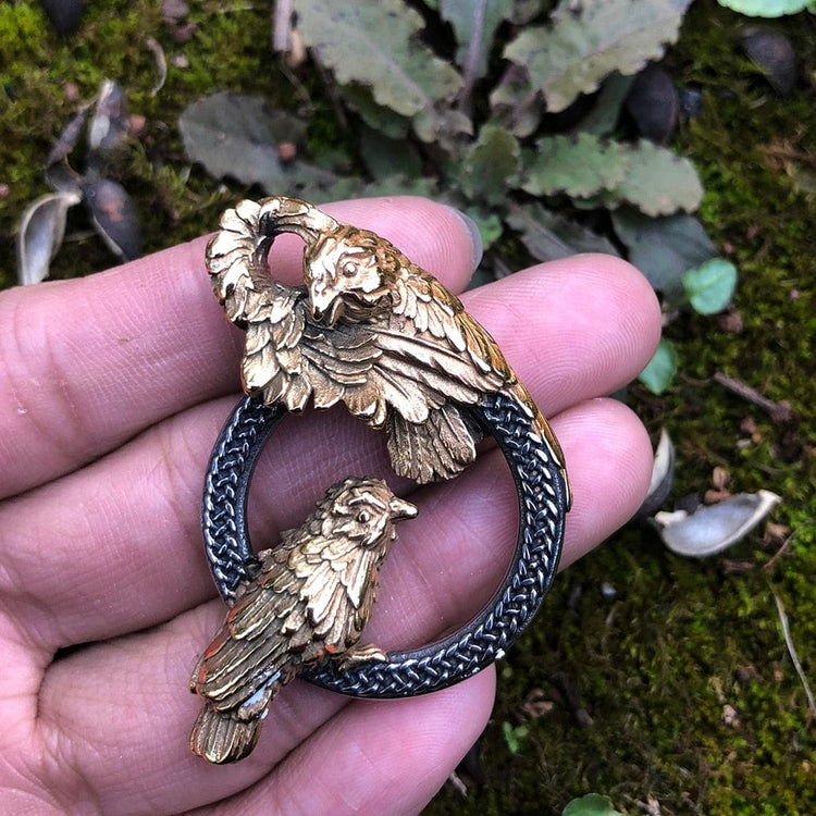 Collier corbeaux messagers d'Odin en acier inoxydable