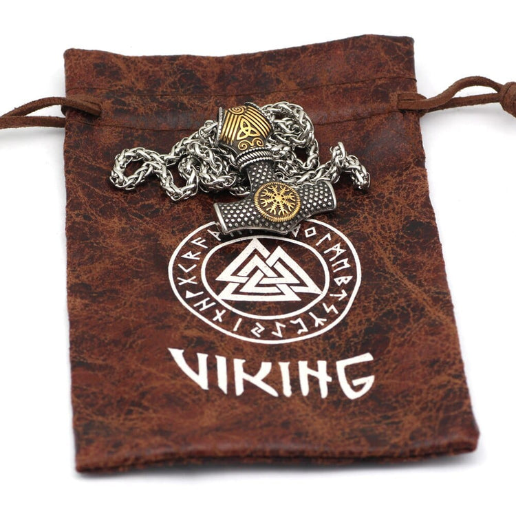 Collier marteau de Thor avec heaume de la terreur