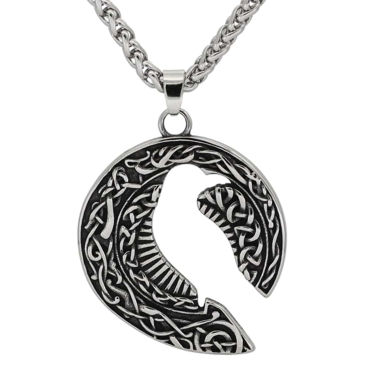 Collier silhouette du corbeau d'Odin