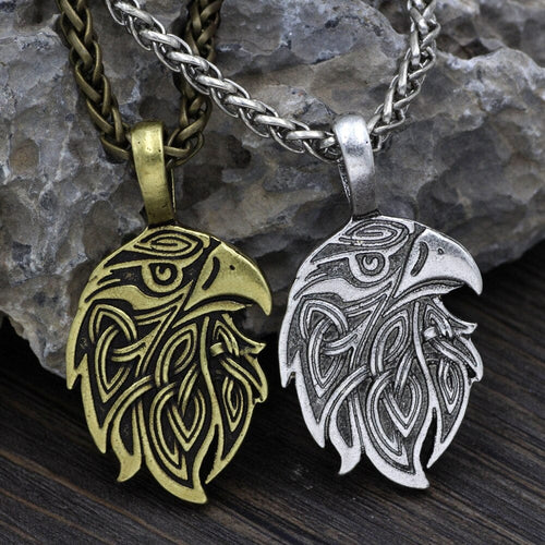 Collier tête du corbeau d'Odin