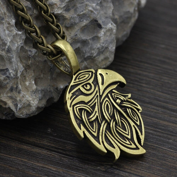 Collier tête du corbeau d'Odin