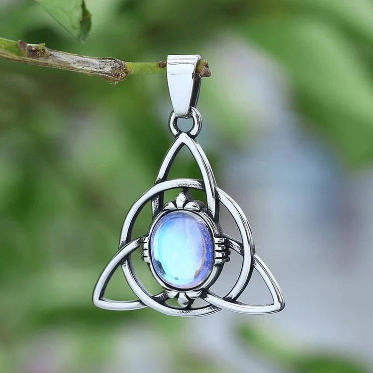 Collier Triquetra \"Talisman de Féminité\" avec pierre de lune