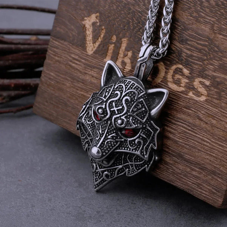 Collier viking tête de Fenrir