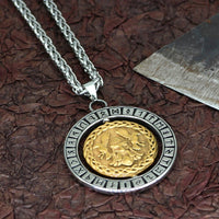 Collier visage d'Odin accompagné de ses 2 corbeaux
