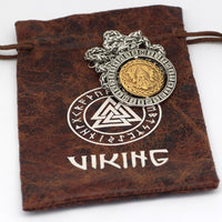 Collier visage d'Odin accompagné de ses 2 corbeaux