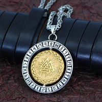 Collier visage d'Odin accompagné de ses 2 corbeaux