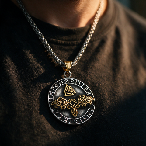 Collier viking porté