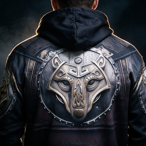 Hoodie viking porté