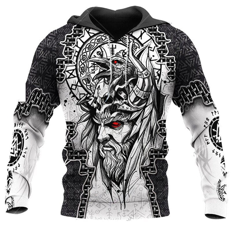 Hoodie Viking \"Regard de corbeau d'Odin\"