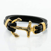 Bracelet Viking Ancre de bateau chrétienne en cuir