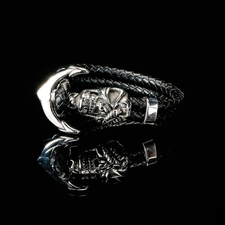 Bracelet Viking crâne de marin en cuir