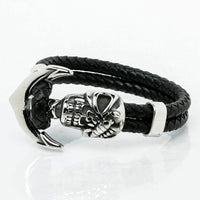 Bracelet Viking crâne de marin en cuir
