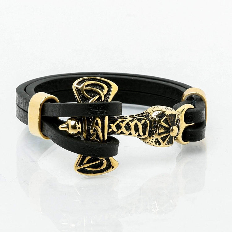 Bracelet Viking hache de guerre en cuir