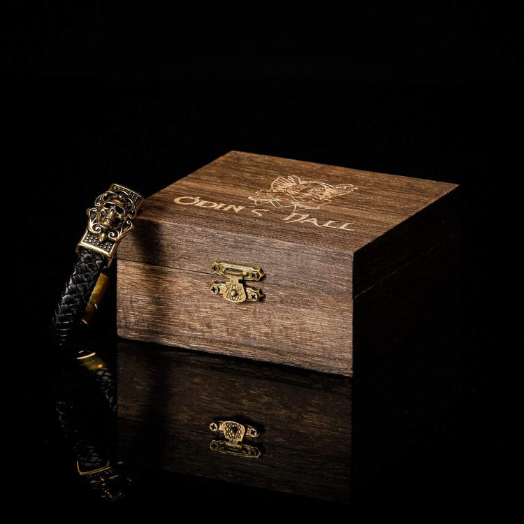 Bracelet Viking Tête de mort en cuir