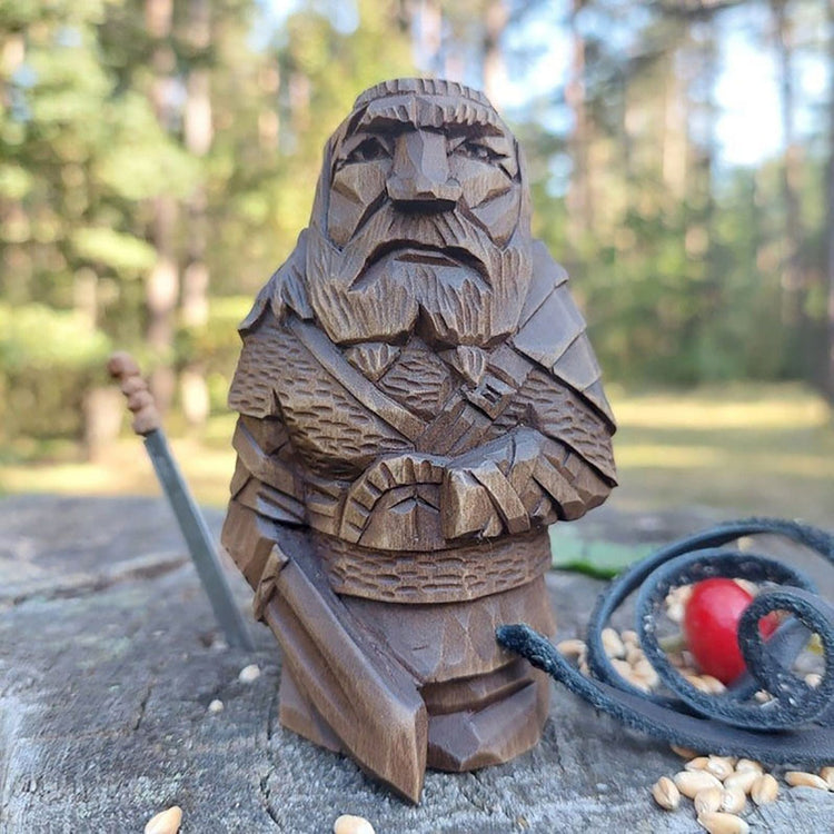 Statuette Viking en bois dieux nordiques